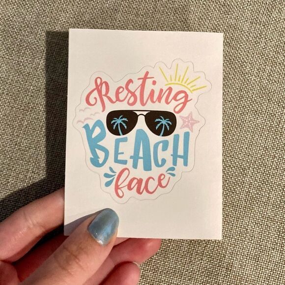 Resting Beach Face Kiss-Cut Vinyl Sticker - Picture 1 of 7